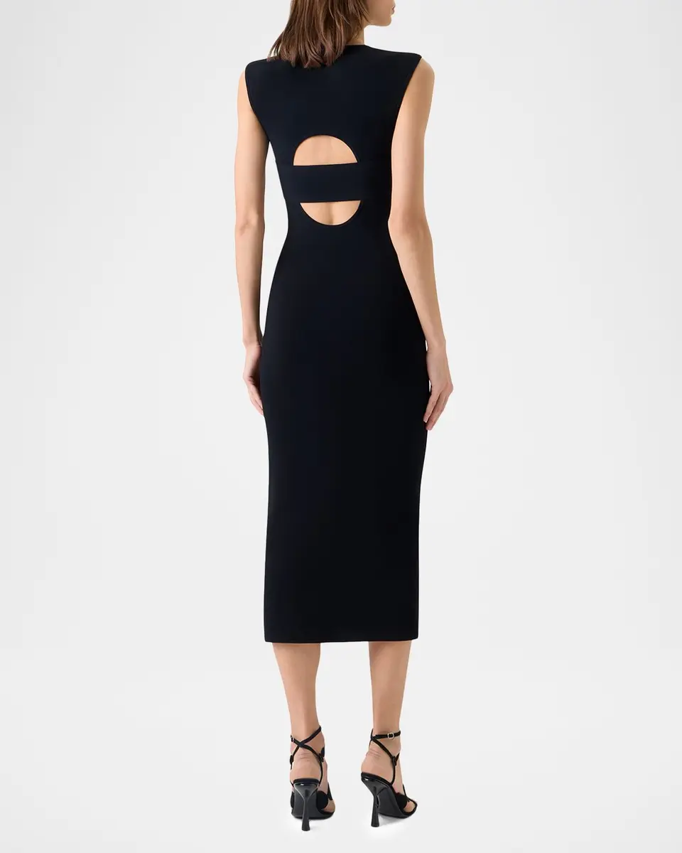 Akris punto Sleeveless Viscose Jersey Back-Cutout Midi Dress | Thumbnail 3