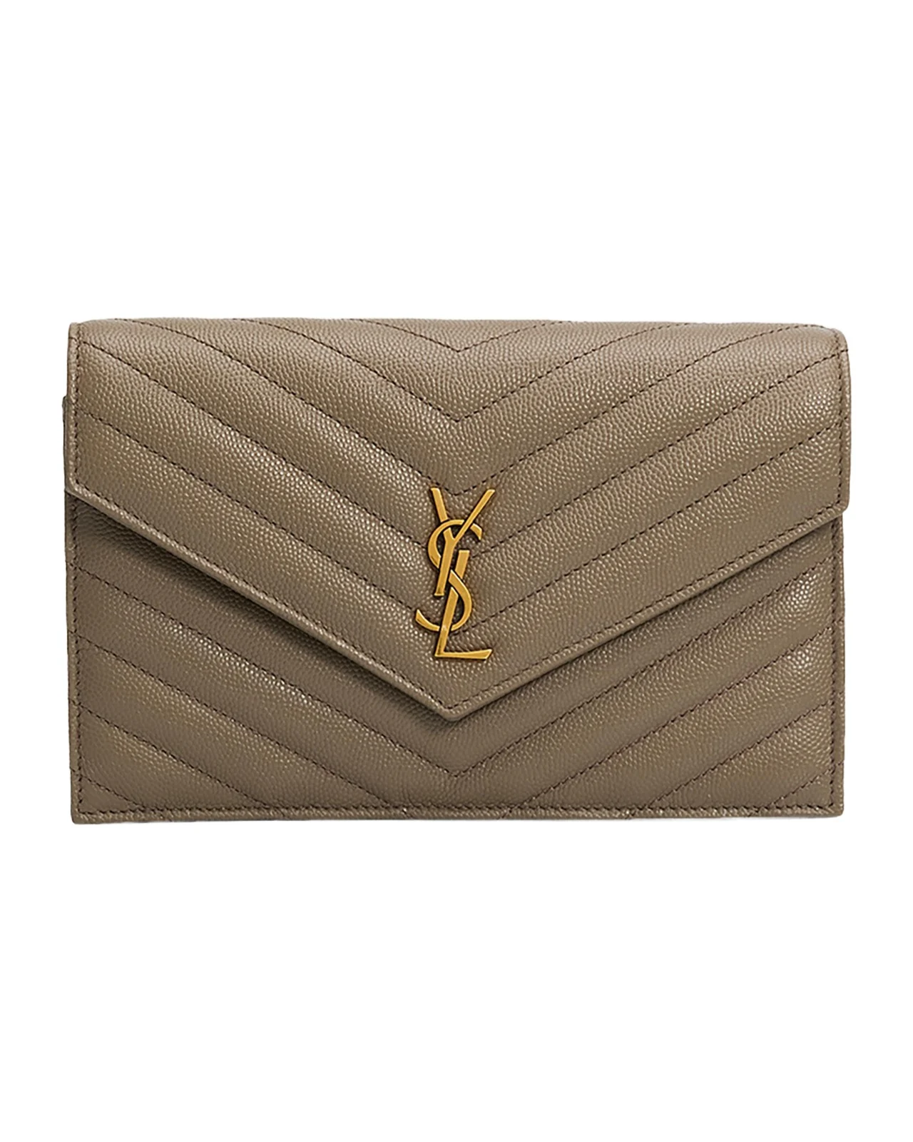 Saint Laurent YSL Quilted Crossbody Bag in Pebbled Leather