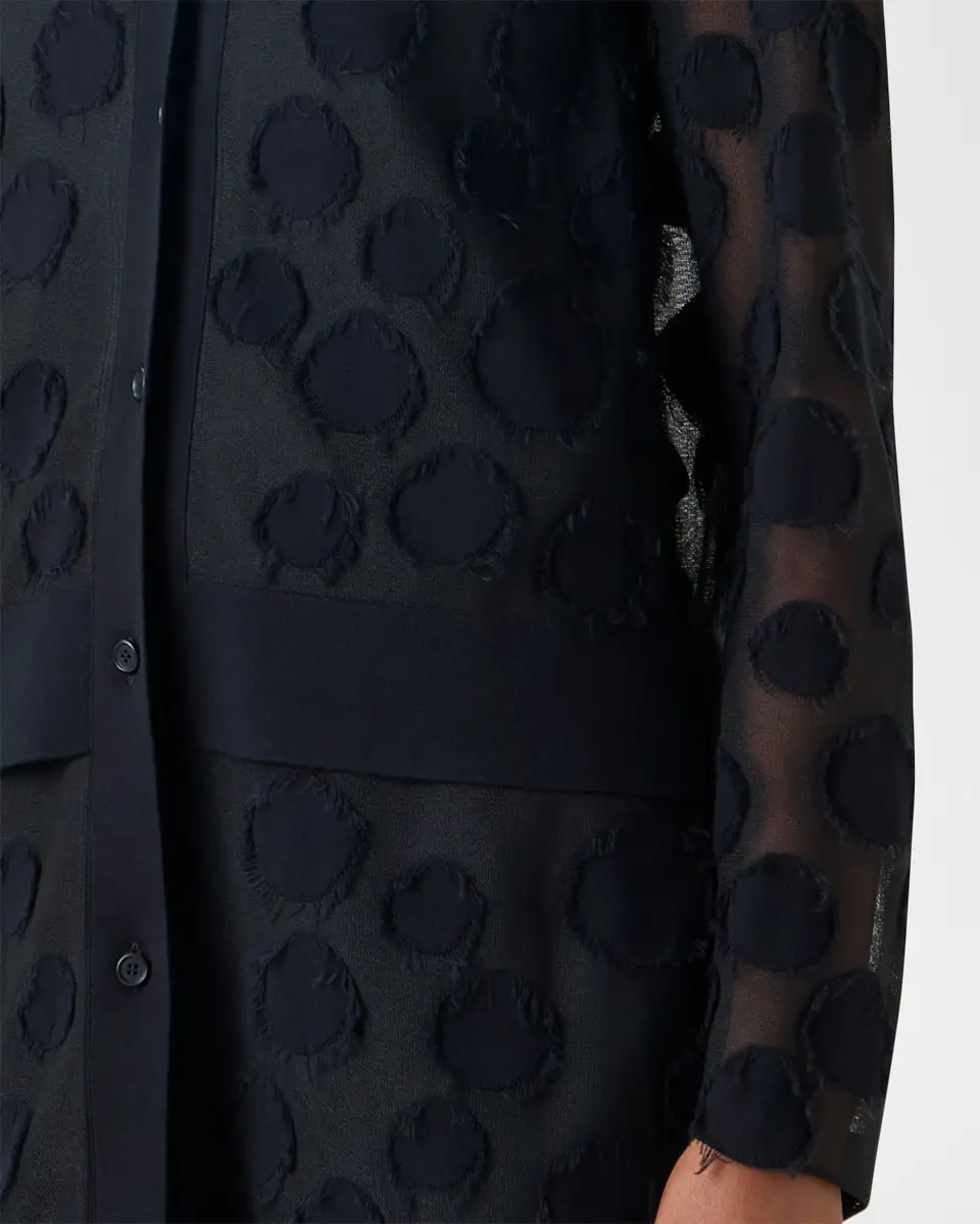 Akris punto Polka-Dot Tulle Knit Crewneck Cardigan | Thumbnail 5 Akris punto Polka-Dot Tulle Knit Crewneck Cardigan | Thumbnail 5
