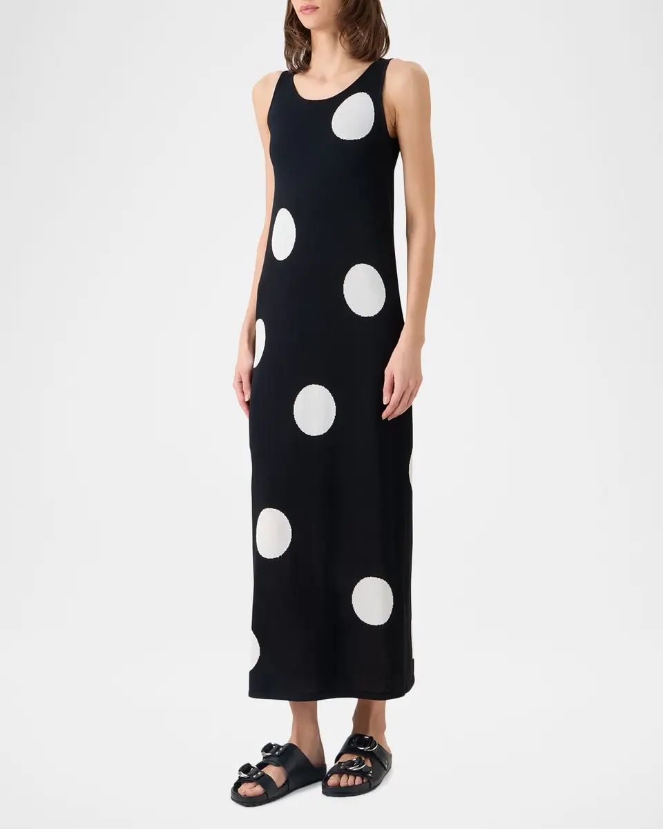 Akris punto Polka Dot Knit Sleeveless Midi Dress | Thumbnail 4 Akris punto Polka Dot Knit Sleeveless Midi Dress | Thumbnail 4