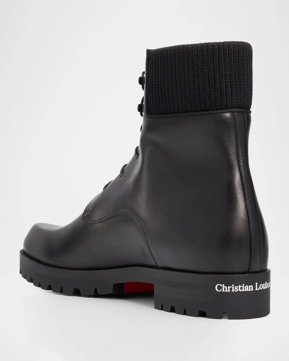 Christian Louboutin Men's Trapman Leather Lug Sole Lace-Up Boots | Thumbnail 4 Christian Louboutin Men's Trapman Leather Lug Sole Lace-Up Boots | Thumbnail 4