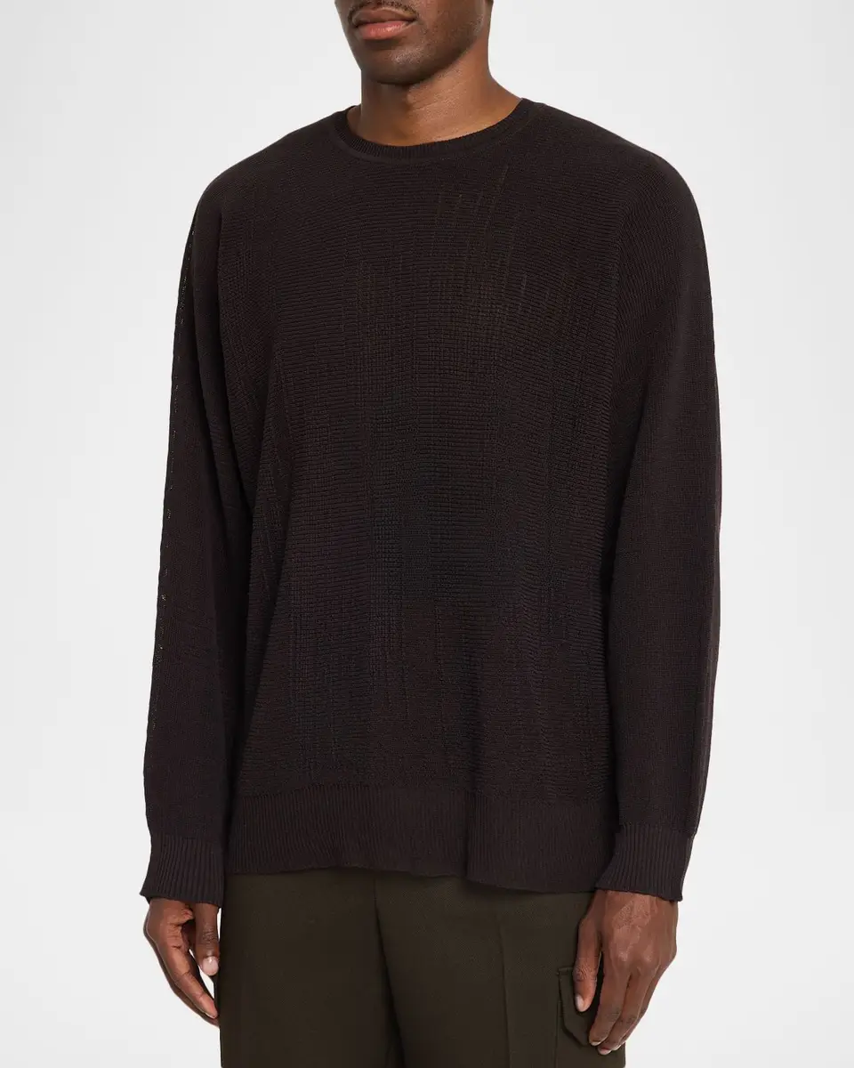 Homme Plissé Issey Miyake Men's Homme Plisse Sheer Knit Crewneck Sweater | Thumbnail 4 Homme Plissé Issey Miyake Men's Homme Plisse Sheer Knit Crewneck Sweater | Thumbnail 4
