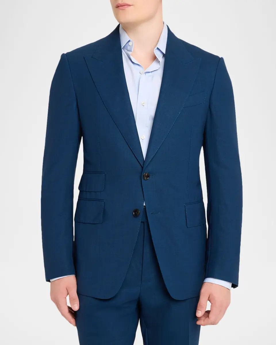 Tom Ford Men's Shelton Wool Sharkskin Two-Piece Suit | Thumbnail 4 Tom Ford Men's Shelton Wool Sharkskin Two-Piece Suit | Thumbnail 4