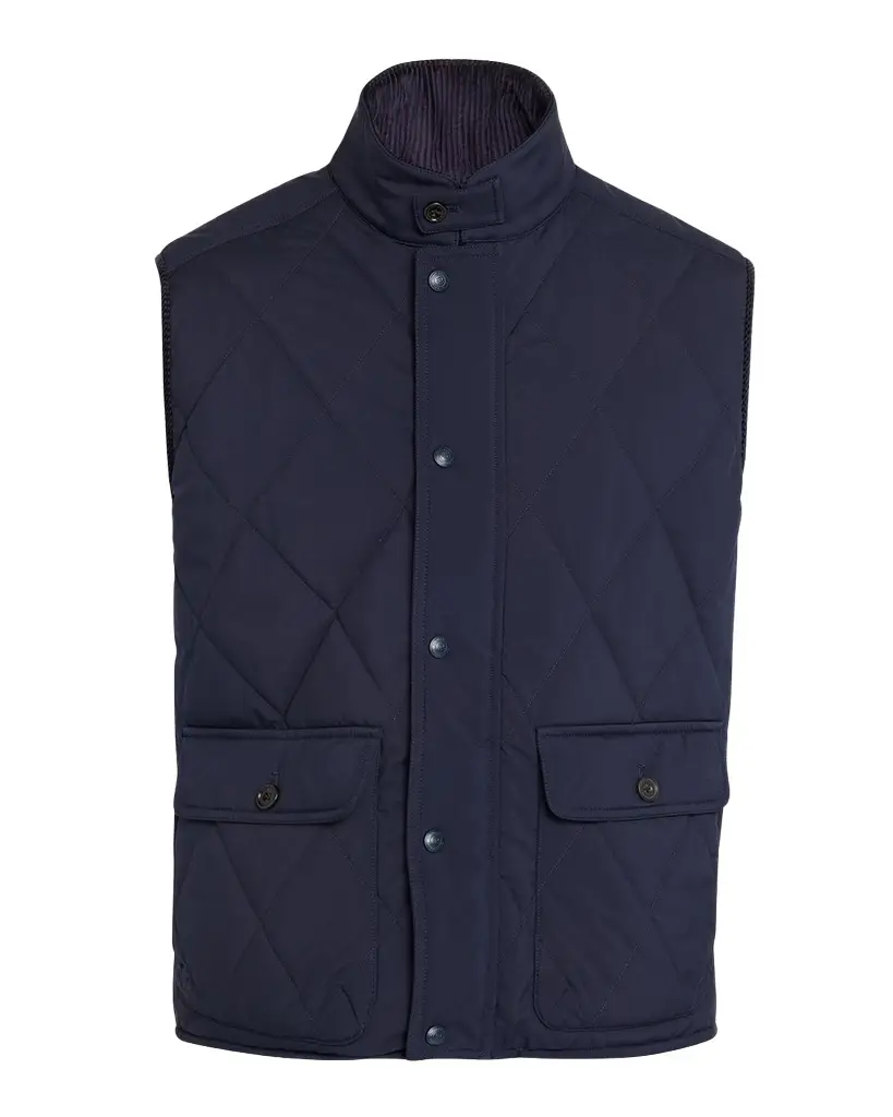 Ralph Lauren Purple Label Men's Nylon Quilted Corduroy-Collar Vest | Image 1 Ralph Lauren Purple Label Men's Nylon Quilted Corduroy-Collar Vest | Image 1
