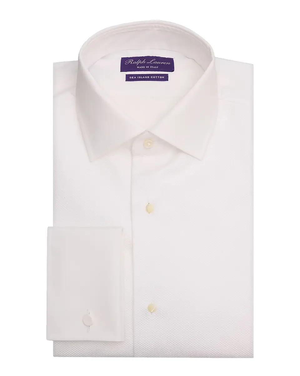 Ralph Lauren Purple Label Men's Piqué-Bib French Cuff Tuxedo Shirt | Thumbnail 3 Ralph Lauren Purple Label Men's Piqué-Bib French Cuff Tuxedo Shirt | Thumbnail 3