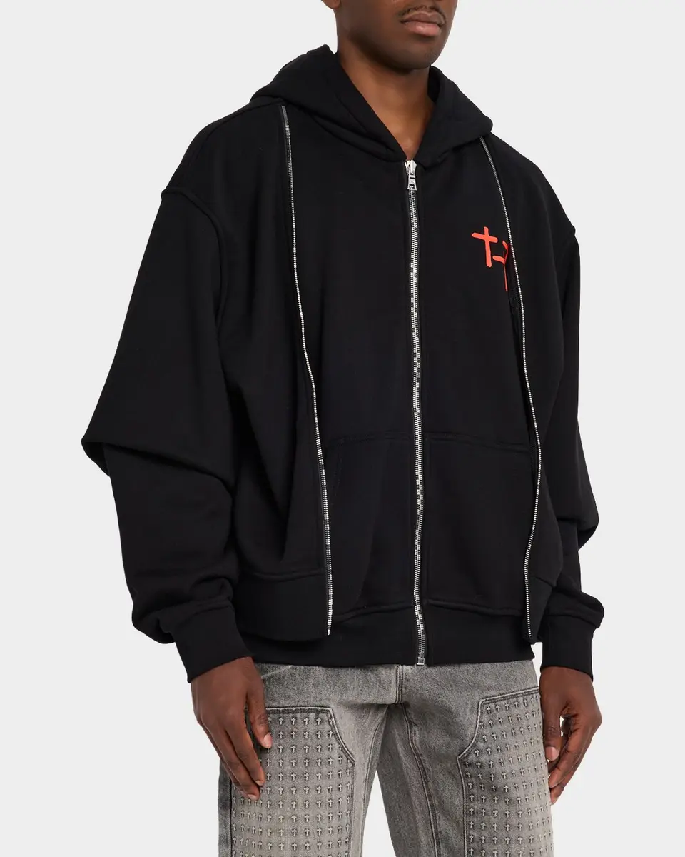 RTA Men's Ren Planetary Layered Zip Hoodie | Thumbnail 4 RTA Men's Ren Planetary Layered Zip Hoodie | Thumbnail 4