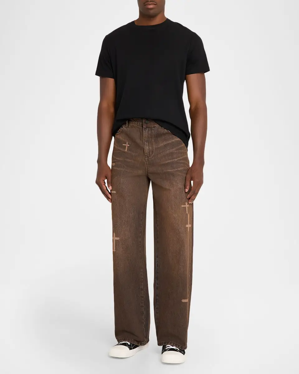 RTA Men's Cross Graphic Wide-Leg Jeans | Thumbnail 2 RTA Men's Cross Graphic Wide-Leg Jeans | Thumbnail 2