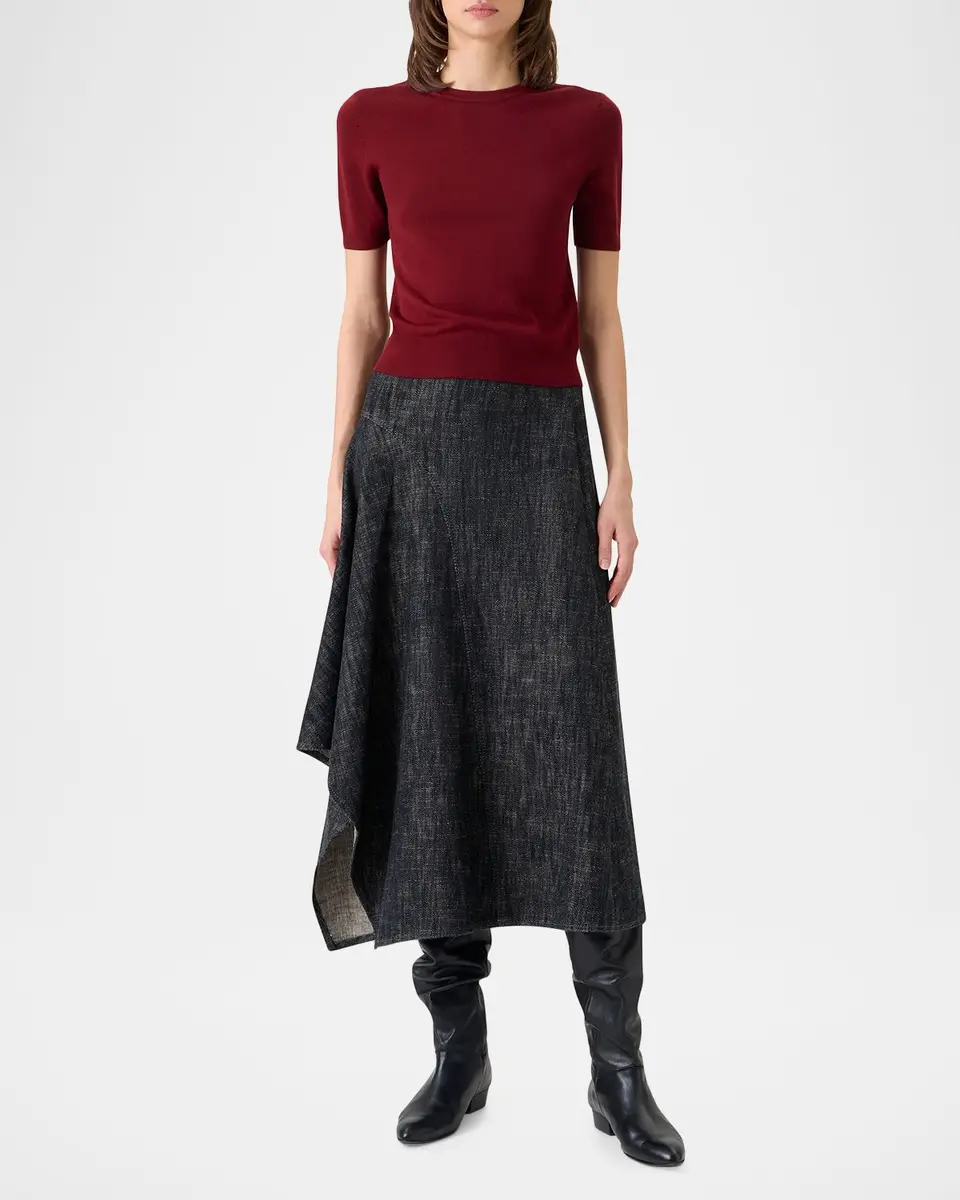 Akris punto Short-Sleeve Merino Wool-Blend Knit Sweater | Thumbnail 2 Akris punto Short-Sleeve Merino Wool-Blend Knit Sweater | Thumbnail 2