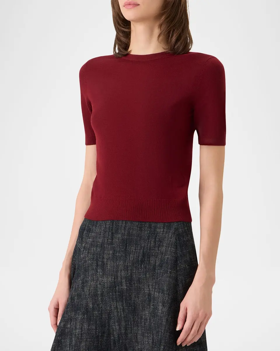 Akris punto Short-Sleeve Merino Wool-Blend Knit Sweater | Thumbnail 4 Akris punto Short-Sleeve Merino Wool-Blend Knit Sweater | Thumbnail 4