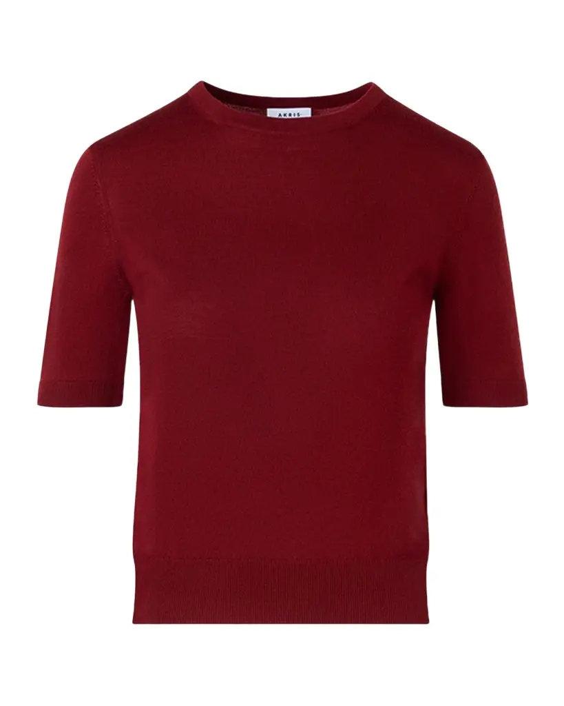 Akris punto Short-Sleeve Merino Wool-Blend Knit Sweater | Image 1 Akris punto Short-Sleeve Merino Wool-Blend Knit Sweater | Image 1