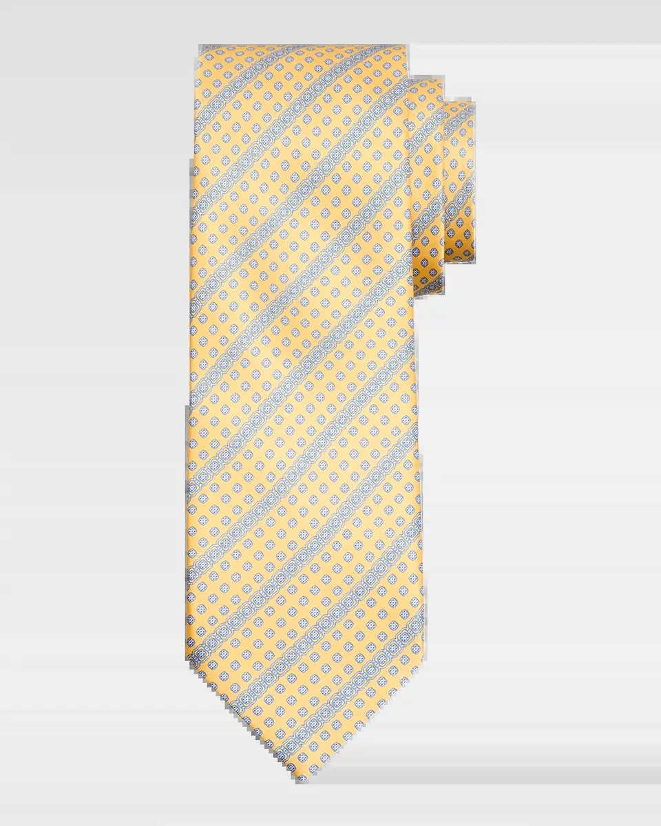 Stefano Ricci Men's Geometric Stripe Silk Tie | Thumbnail 2 Stefano Ricci Men's Geometric Stripe Silk Tie | Thumbnail 2