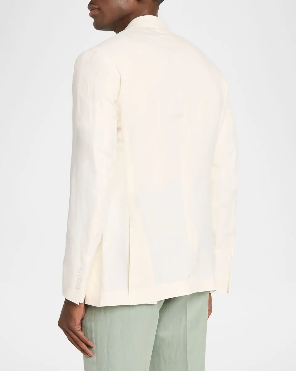 Ralph Lauren Purple Label Men's Kent Hand-Tailored Silk-Linen Jacket | Thumbnail 3 Ralph Lauren Purple Label Men's Kent Hand-Tailored Silk-Linen Jacket | Thumbnail 3