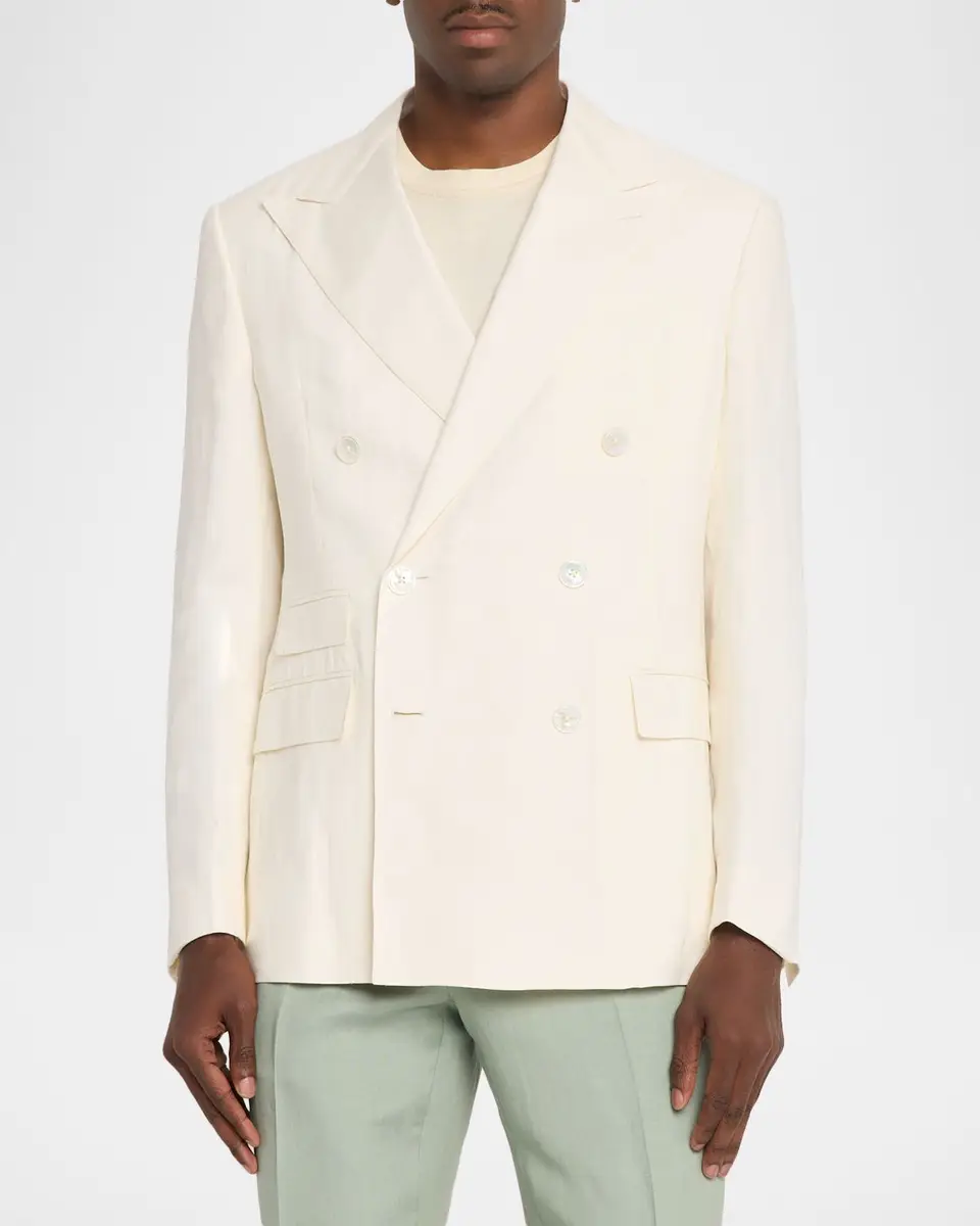 Ralph Lauren Purple Label Men's Kent Hand-Tailored Silk-Linen Jacket | Thumbnail 4 Ralph Lauren Purple Label Men's Kent Hand-Tailored Silk-Linen Jacket | Thumbnail 4