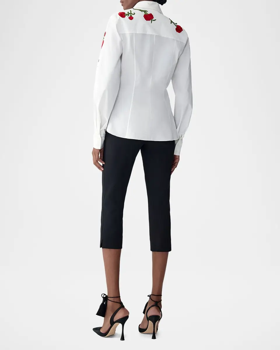 Carolina Herrera Isabela Carnation Embroidered Button-Down Top | Thumbnail 2 Carolina Herrera Isabela Carnation Embroidered Button-Down Top | Thumbnail 2
