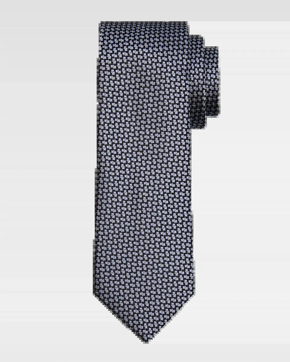 Canali Men's Tonal Geometric Jacquard Silk Tie | Thumbnail 2