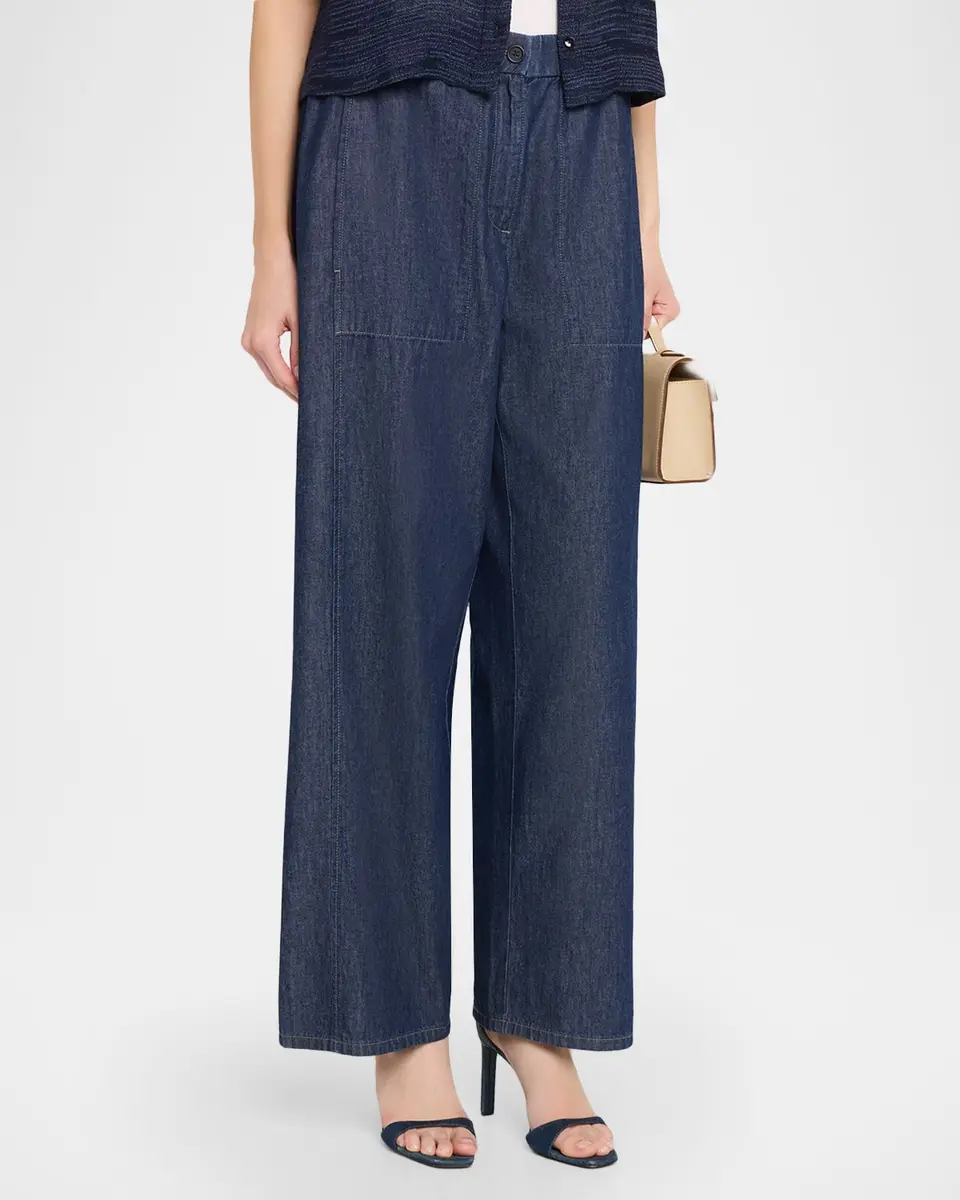 Eileen Fisher Wide-Leg Organic Cotton Denim Pants | Thumbnail 4 Eileen Fisher Wide-Leg Organic Cotton Denim Pants | Thumbnail 4