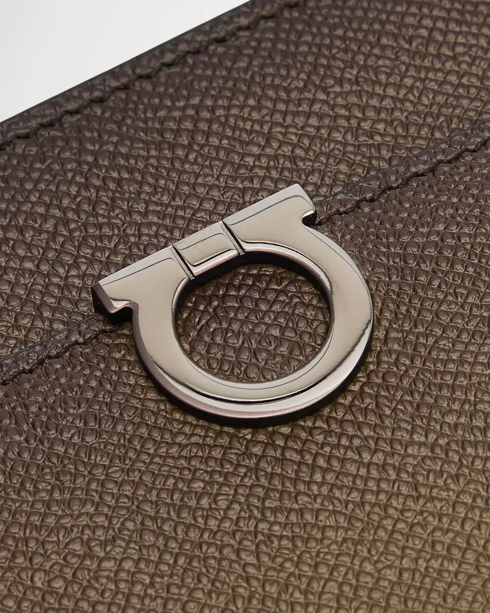 Ferragamo Men's Gancio Hammered Leather Zip Pouch | Thumbnail 6