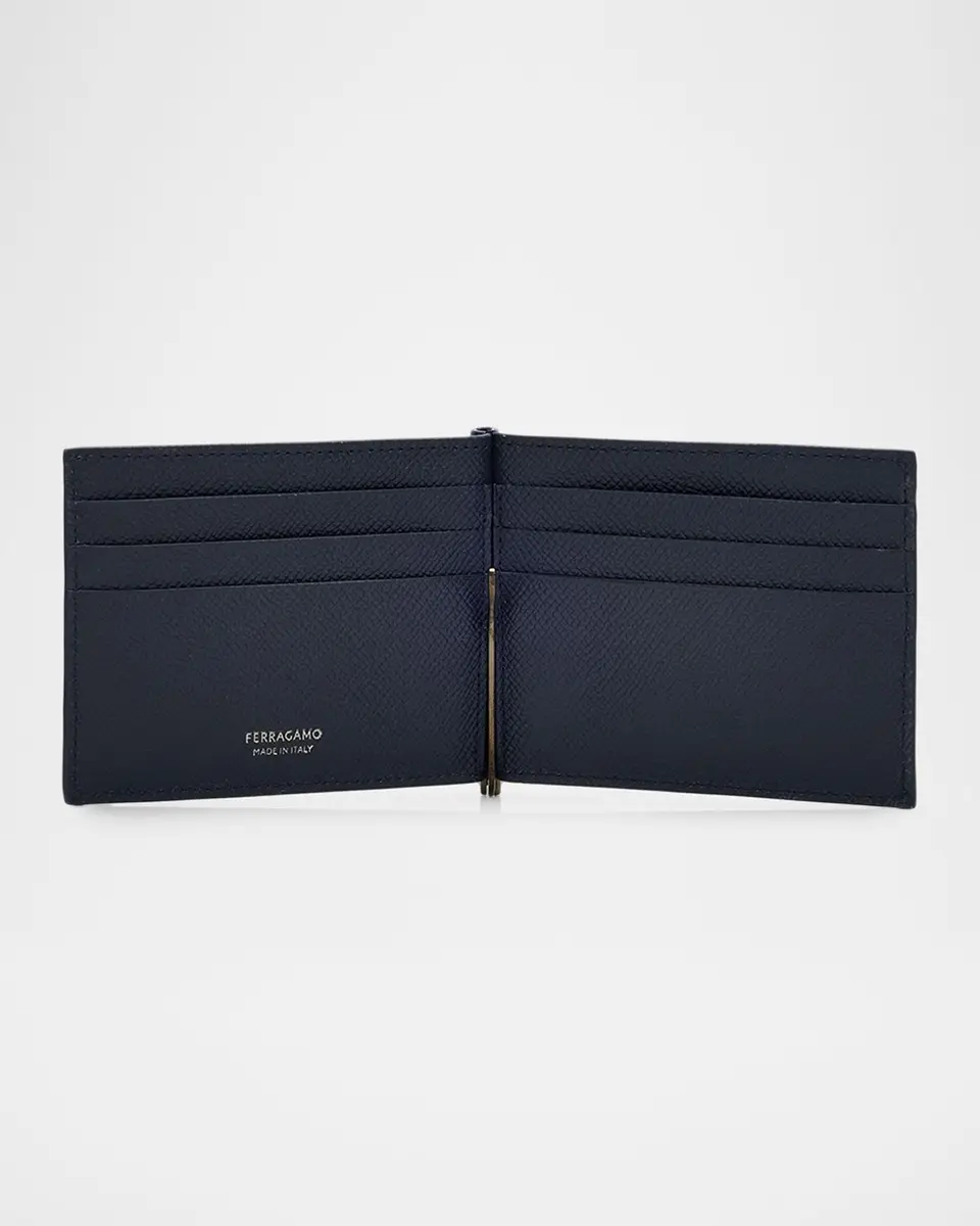 Ferragamo Men's Leather Micro-Gancio Money Clip Wallet | Thumbnail 3