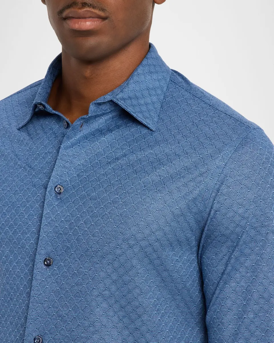 Emporio Armani Men's Cotton Diamond-Jacquard Sport Shirt | Thumbnail 5 Emporio Armani Men's Cotton Diamond-Jacquard Sport Shirt | Thumbnail 5