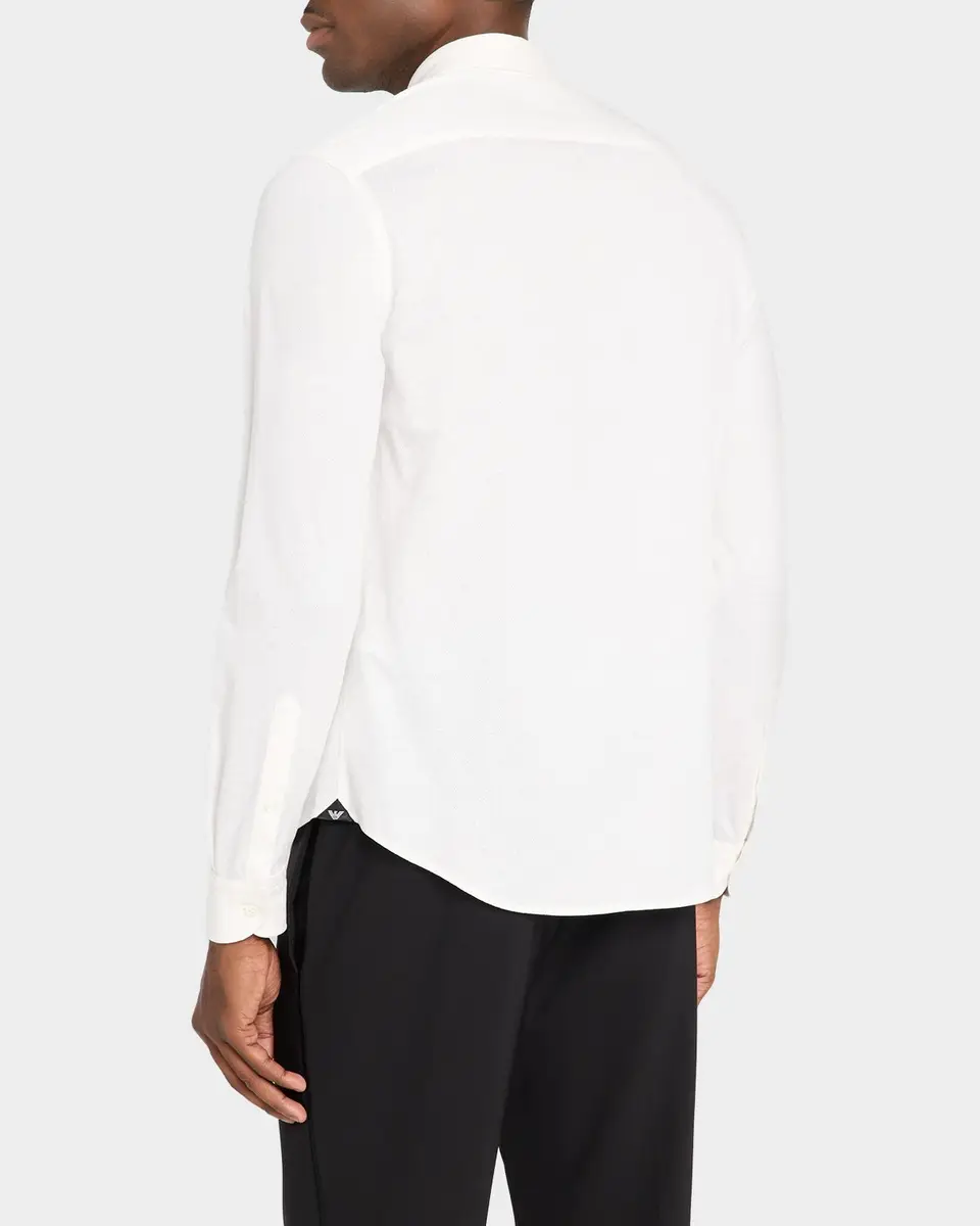 Emporio Armani Men's Diamond-Knit Cotton Jacquard Sport Shirt | Thumbnail 3 Emporio Armani Men's Diamond-Knit Cotton Jacquard Sport Shirt | Thumbnail 3