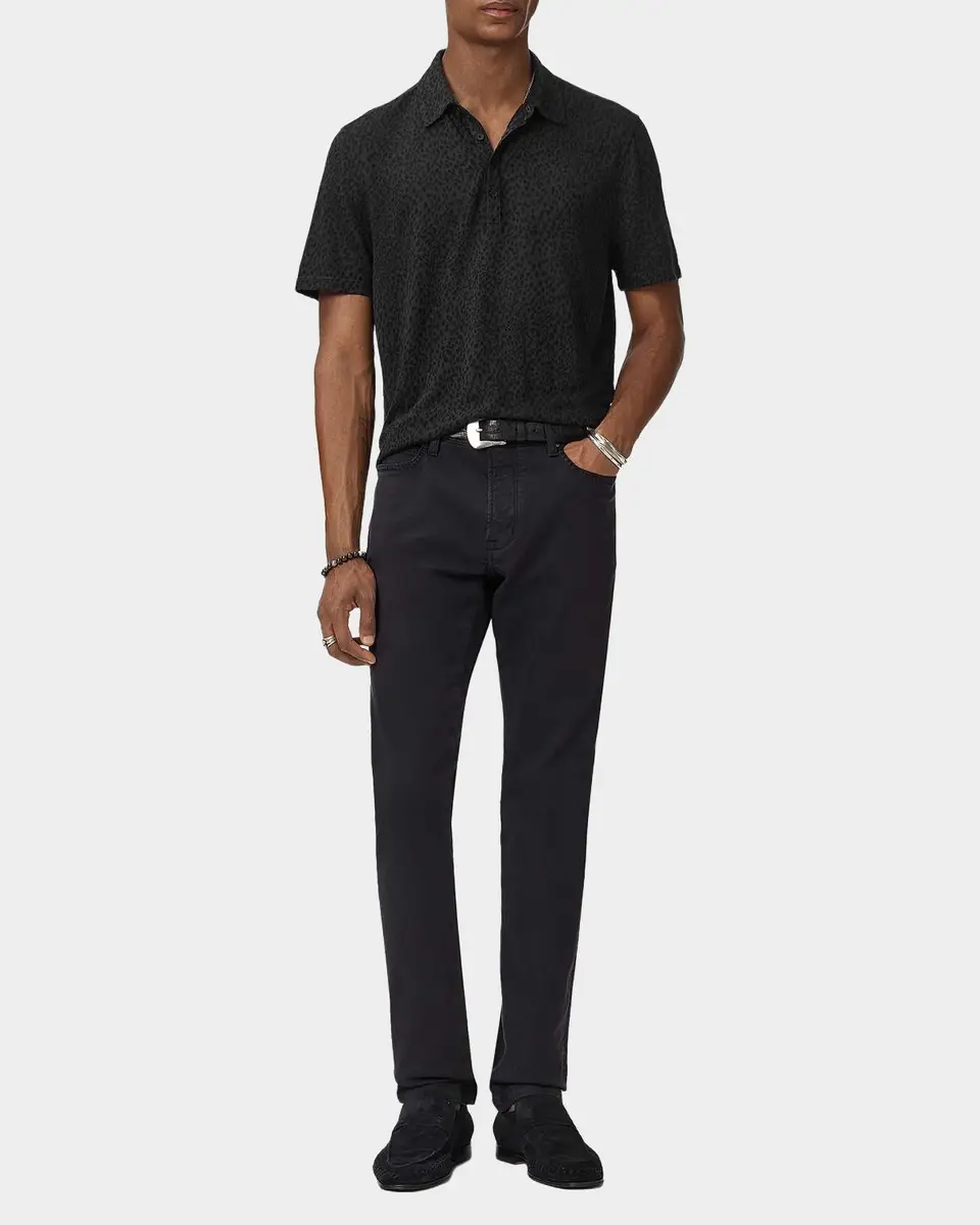 JOHN VARVATOS Men's Marcel Cheetah Jacquard Polo Shirt | Thumbnail 2 JOHN VARVATOS Men's Marcel Cheetah Jacquard Polo Shirt | Thumbnail 2