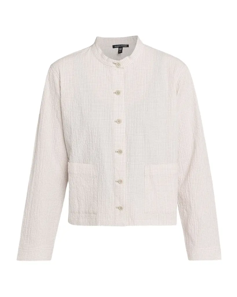 Eileen Fisher Seersucker Check Shirt Jacket | Image 1 Eileen Fisher Seersucker Check Shirt Jacket | Image 1