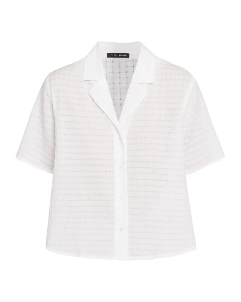 Eileen Fisher Boxy Textured Organic Cotton-Blend Shirt | Image 1 Eileen Fisher Boxy Textured Organic Cotton-Blend Shirt | Image 1