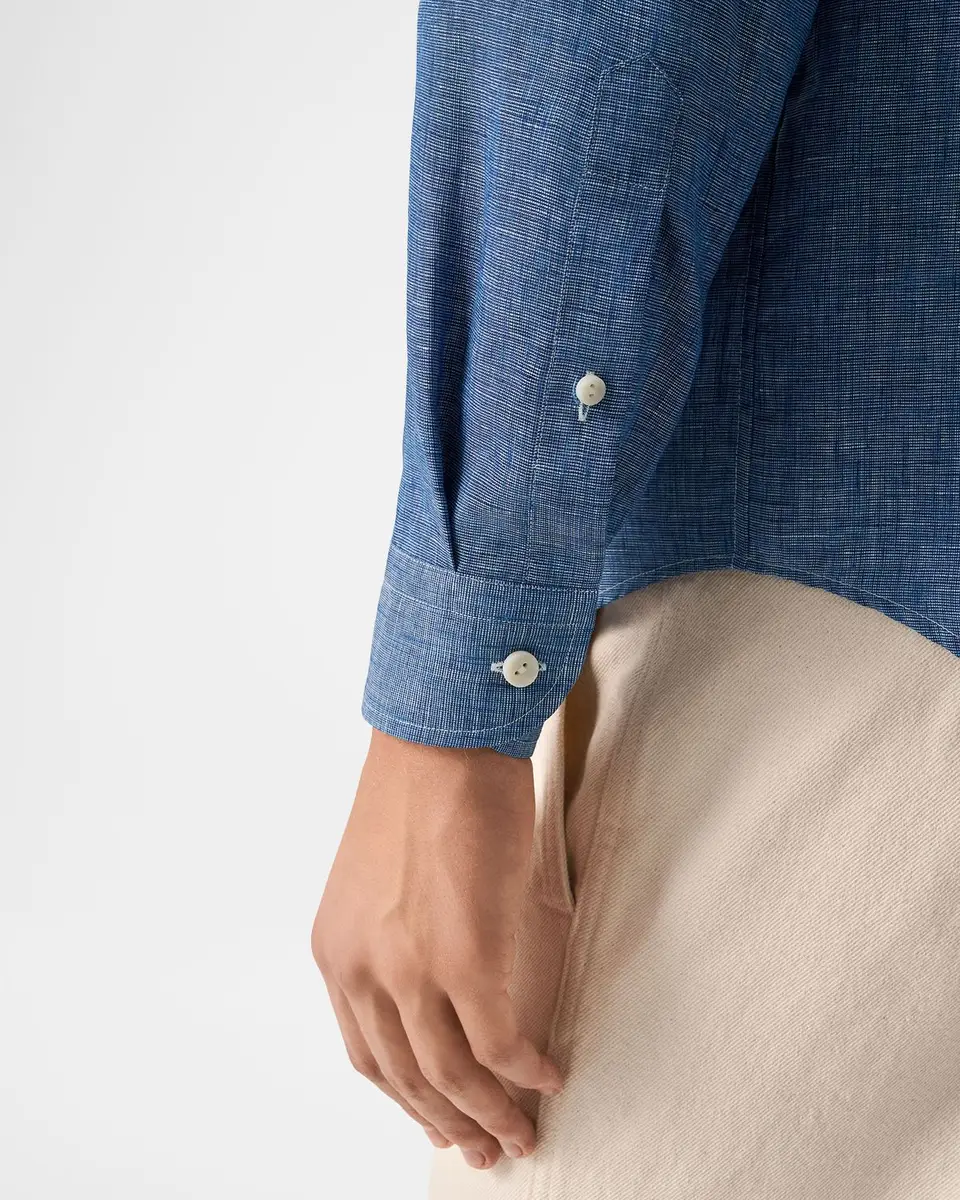 Eton Men's Solid Linen Button-Down Shirt | Thumbnail 5 Eton Men's Solid Linen Button-Down Shirt | Thumbnail 5
