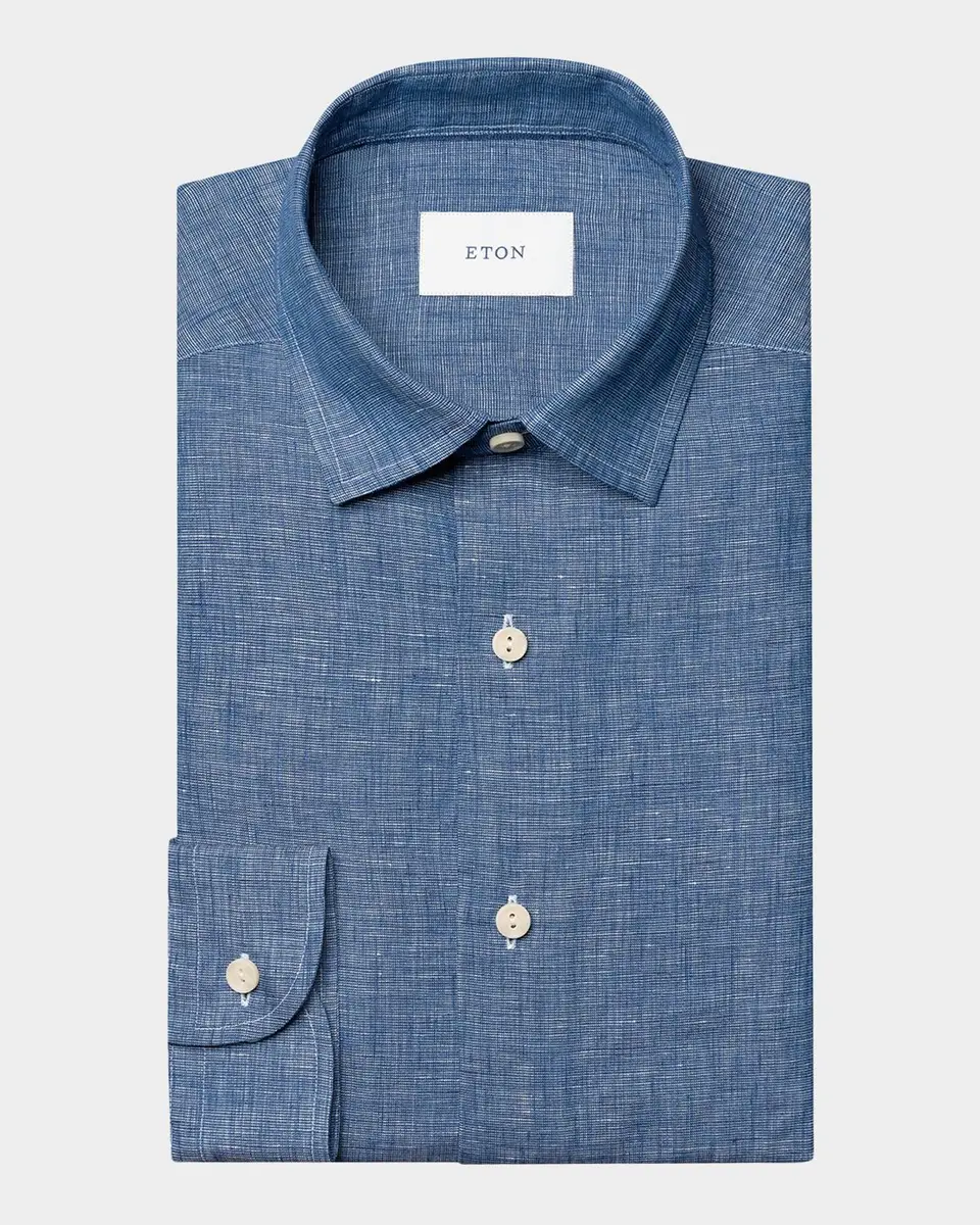 Eton Men's Solid Linen Button-Down Shirt | Thumbnail 7 Eton Men's Solid Linen Button-Down Shirt | Thumbnail 7