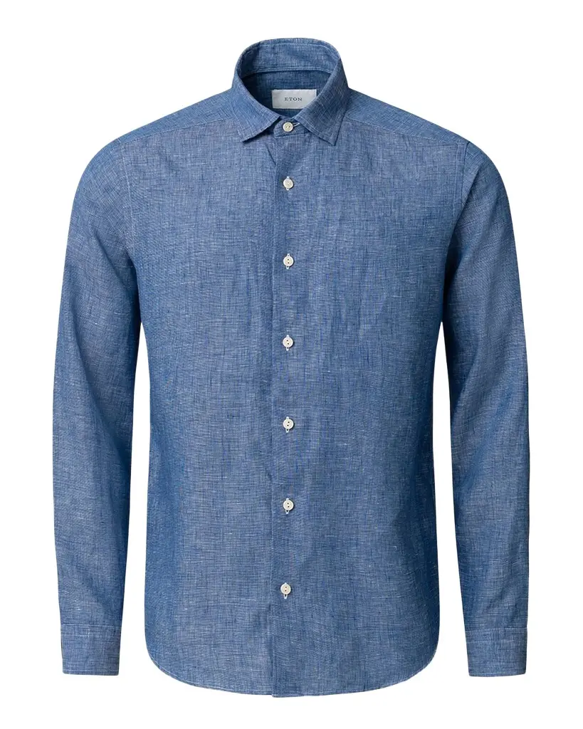 Eton Men's Solid Linen Button-Down Shirt | Image 1 Eton Men's Solid Linen Button-Down Shirt | Image 1