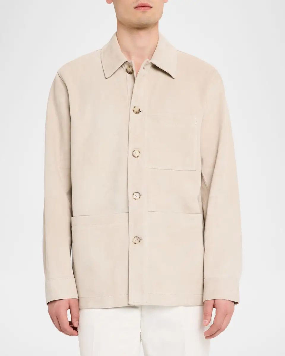Vince Men's Suede Patch-Pocket Shirt Jacket | Thumbnail 4 Vince Men's Suede Patch-Pocket Shirt Jacket | Thumbnail 4