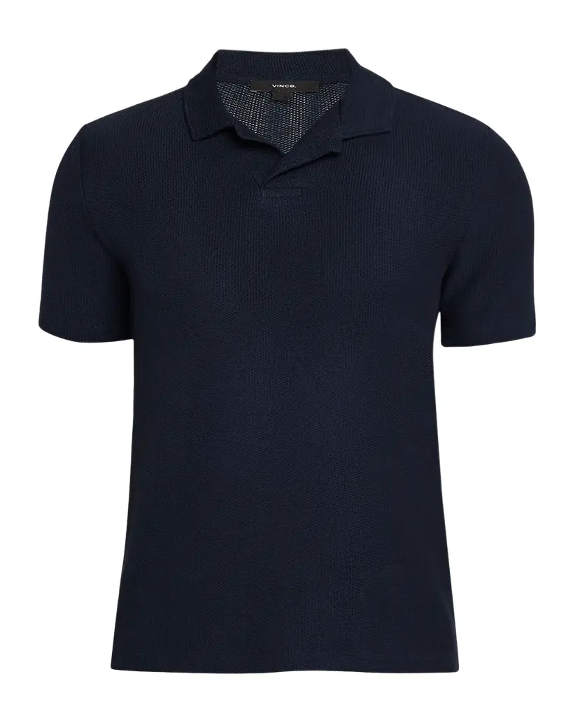 Vince Men's Honeycomb Johnny Collar Polo Shirt | Image 1 Vince Men's Honeycomb Johnny Collar Polo Shirt | Image 1