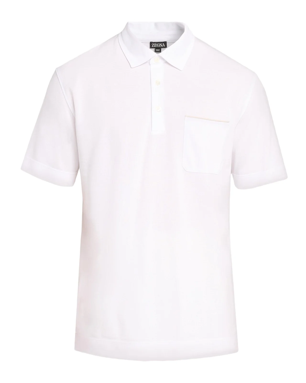 Zegna Men's Cotton Pique Leather-Trim Pocket Polo Shirt