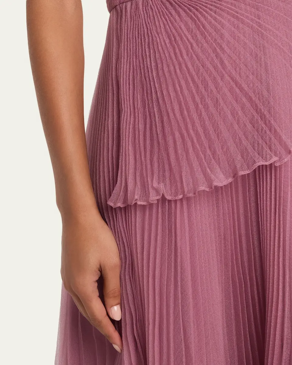 THEIA Cece Pleated One-Shoulder Organza Midi Dress | Thumbnail 5 THEIA Cece Pleated One-Shoulder Organza Midi Dress | Thumbnail 5