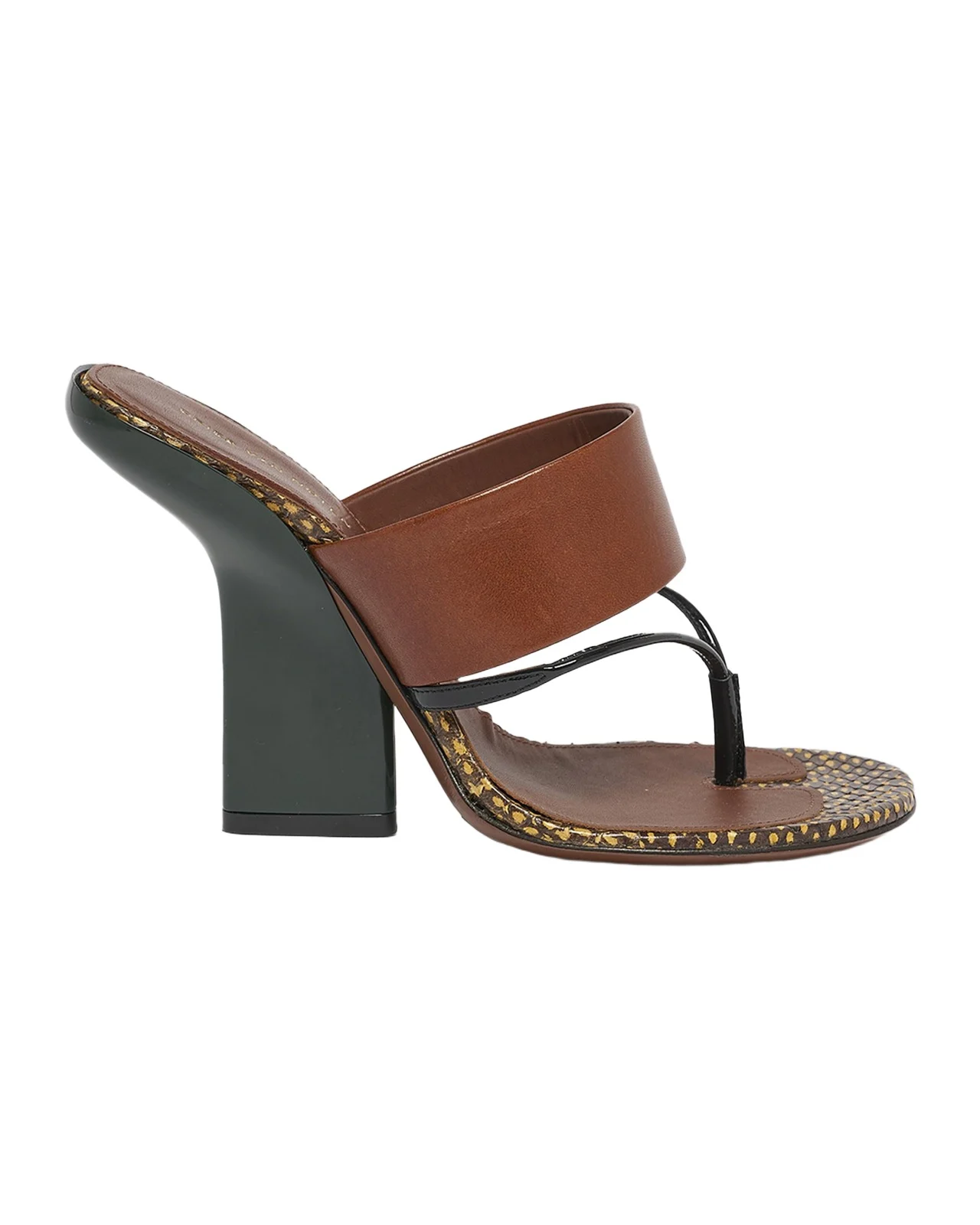 90mm Mixed Leather Curved-Heel Thong Sandals