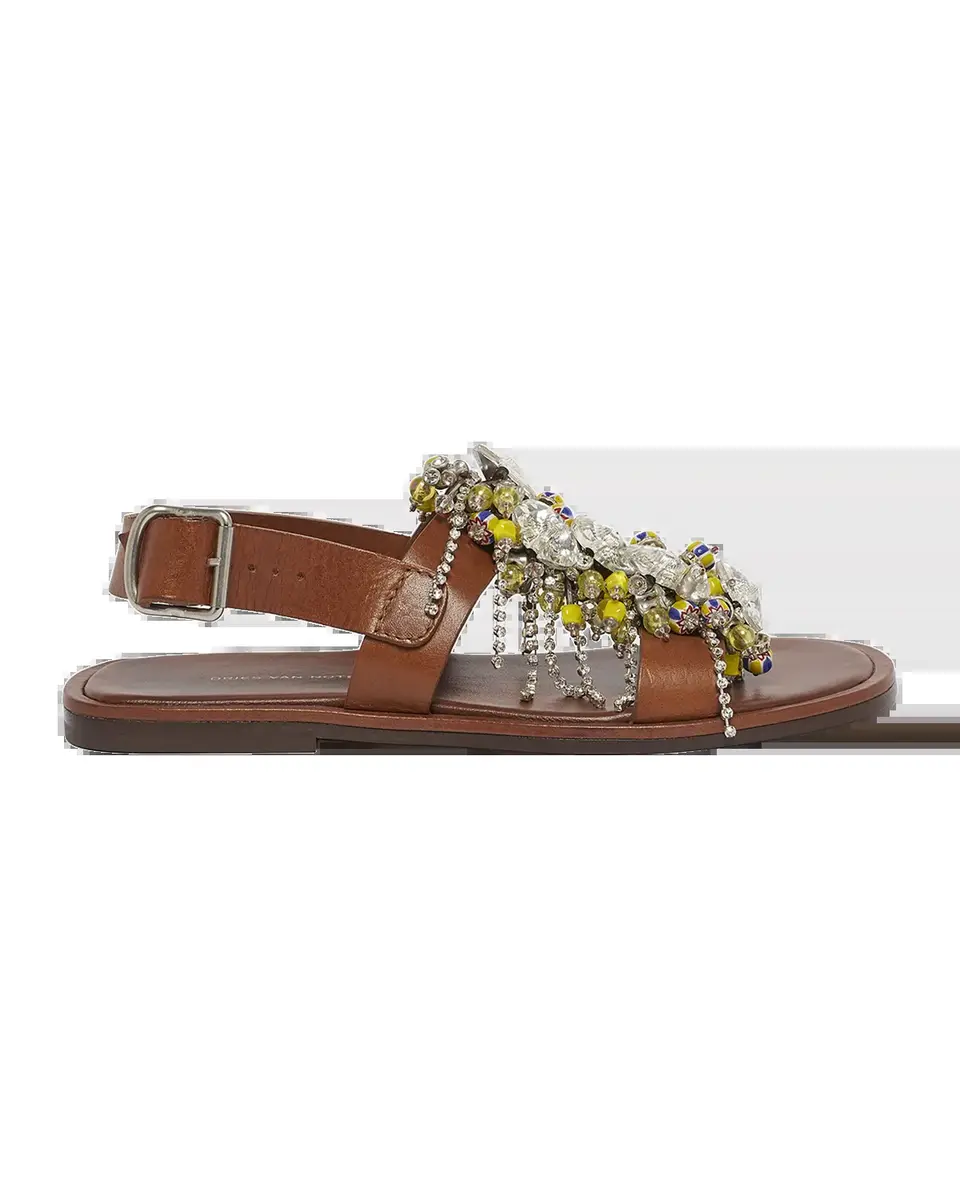 Dries Van Noten Embellished Leather T-Strap Sandals | Thumbnail 2 Dries Van Noten Embellished Leather T-Strap Sandals | Thumbnail 2