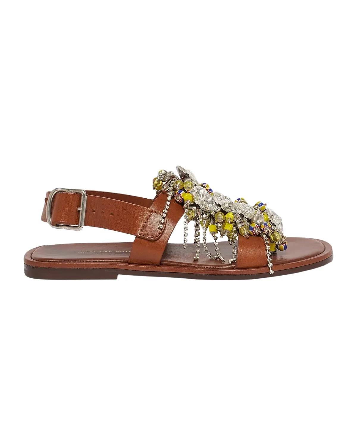 Embellished Leather T-Strap Sandals Embellished Leather T-Strap Sandals