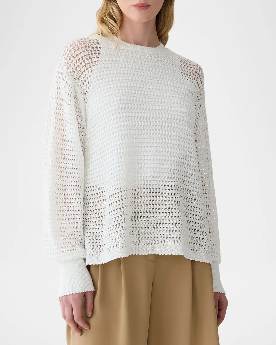Lafayette 148 New York Open-Stitch Cotton Knit Sweater | Thumbnail 4 Lafayette 148 New York Open-Stitch Cotton Knit Sweater | Thumbnail 4