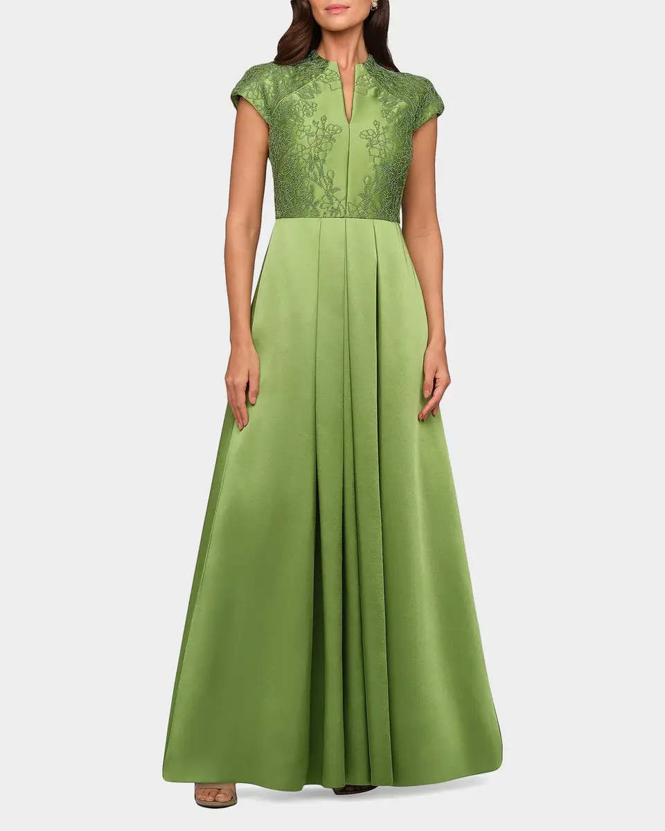 Kay Unger New York Wrenley Beaded Duchess Satin Gown | Thumbnail 2 Kay Unger New York Wrenley Beaded Duchess Satin Gown | Thumbnail 2