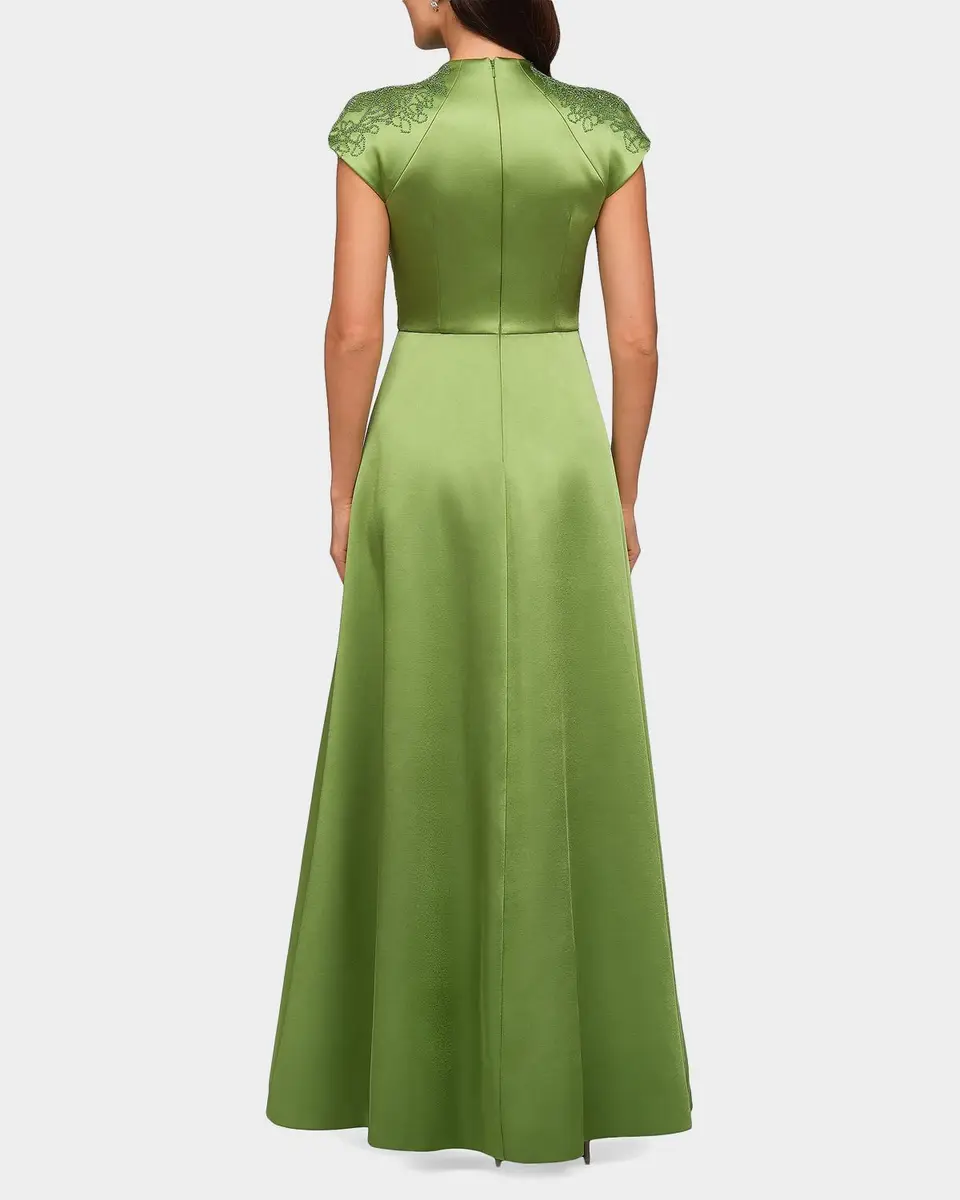 Kay Unger New York Wrenley Beaded Duchess Satin Gown | Thumbnail 3 Kay Unger New York Wrenley Beaded Duchess Satin Gown | Thumbnail 3