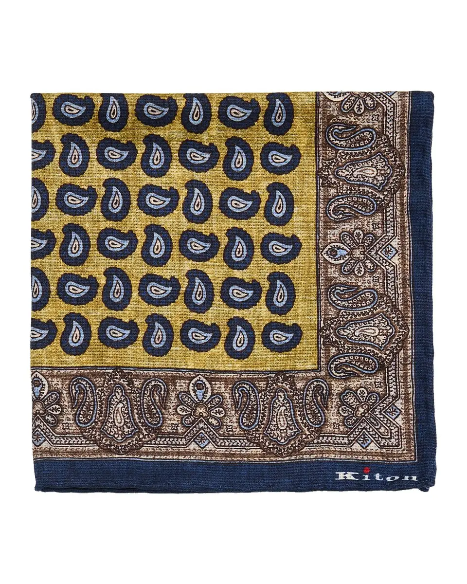 Kiton Men's Paisley-Medallion Double-Face Silk Pocket Square | Thumbnail 3