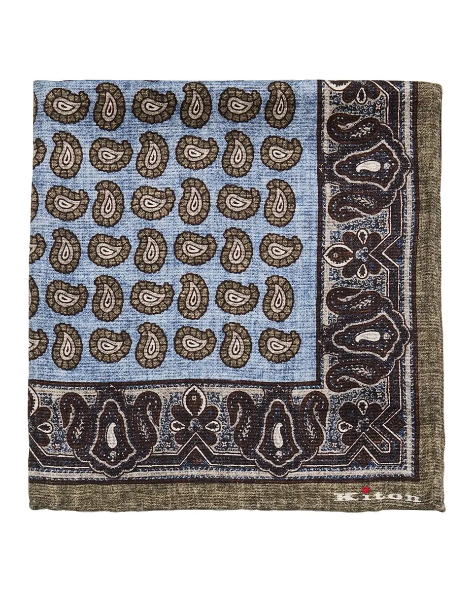Kiton Men's Medallion-Paisley Double-Face Silk Pocket Square | Thumbnail 3 Kiton Men's Medallion-Paisley Double-Face Silk Pocket Square | Thumbnail 3