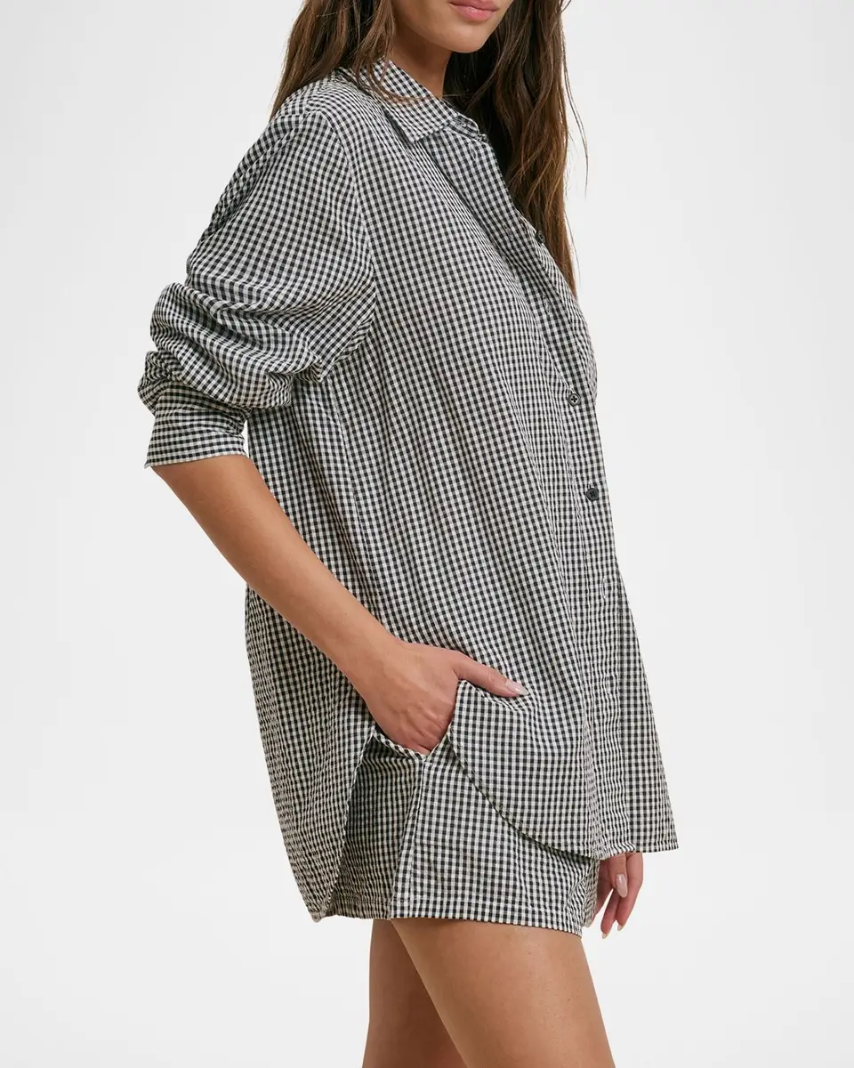 Favorite Daughter Gingham Cotton Boyfriend Shirt | Thumbnail 4