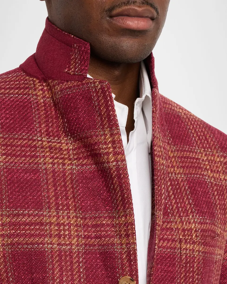 Sartorio Men's Plaid Notch Lapel Single-Breasted Sport Coat | Thumbnail 7 Sartorio Men's Plaid Notch Lapel Single-Breasted Sport Coat | Thumbnail 7