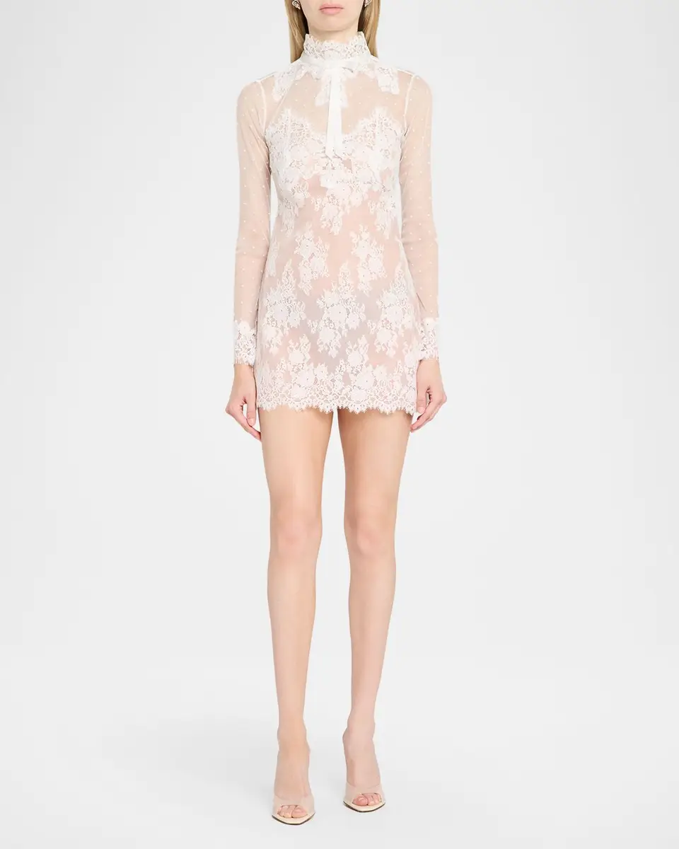 Retrofête Faylin Long-Sleeve Lace Mini Dress | Thumbnail 2
