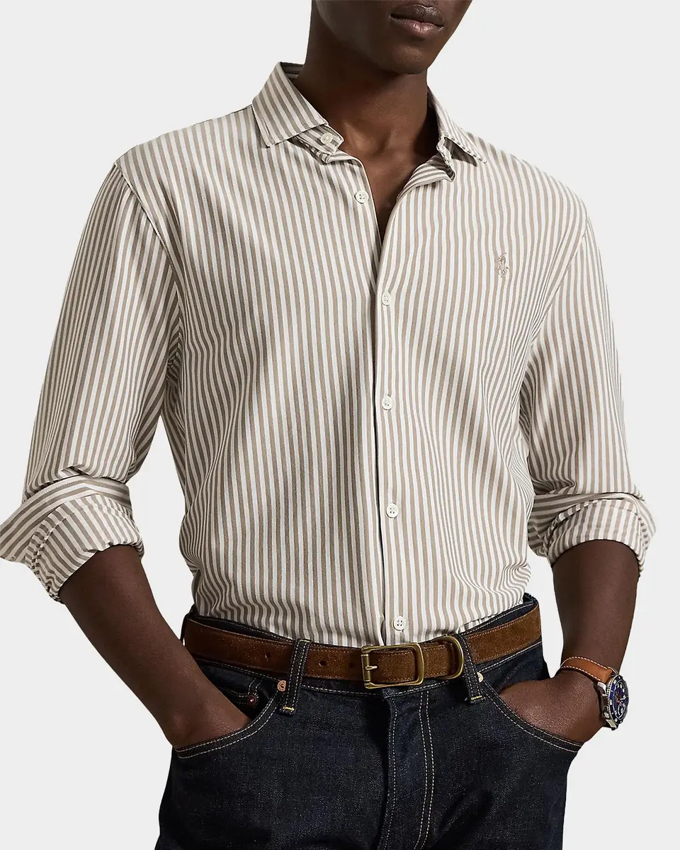 Polo Ralph Lauren Men's Pinstripe Cotton Oxford Sport Shirt | Thumbnail 4 Polo Ralph Lauren Men's Pinstripe Cotton Oxford Sport Shirt | Thumbnail 4