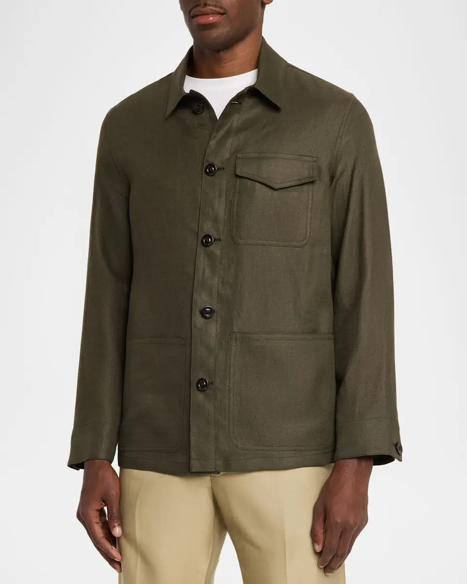 Boglioli Men's Linen Workwear Button-Front Jacket | Thumbnail 4 Boglioli Men's Linen Workwear Button-Front Jacket | Thumbnail 4