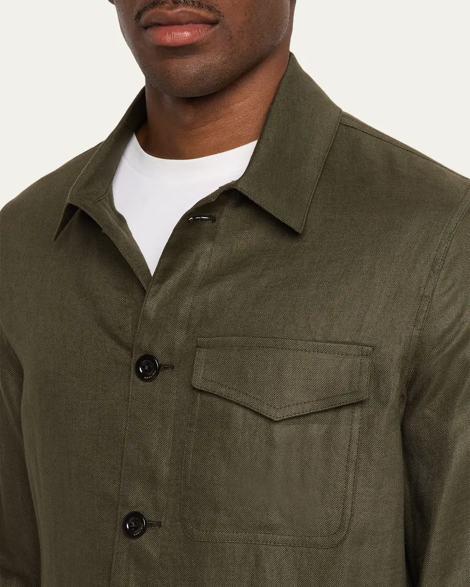 Boglioli Men's Linen Workwear Button-Front Jacket | Thumbnail 5 Boglioli Men's Linen Workwear Button-Front Jacket | Thumbnail 5