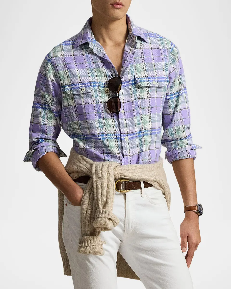 Polo Ralph Lauren Men's Classic Fit Plaid Flannel Button-Down Shirt | Thumbnail 4 Polo Ralph Lauren Men's Classic Fit Plaid Flannel Button-Down Shirt | Thumbnail 4