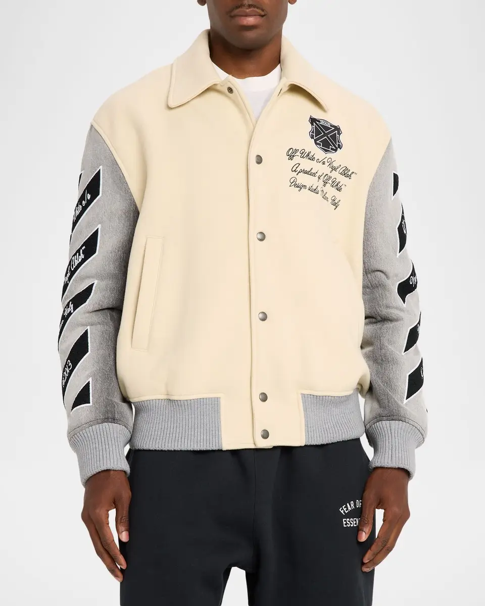 Off-White Men's Diagonals Logo Varsity Jacket | Thumbnail 4 Off-White Men's Diagonals Logo Varsity Jacket | Thumbnail 4